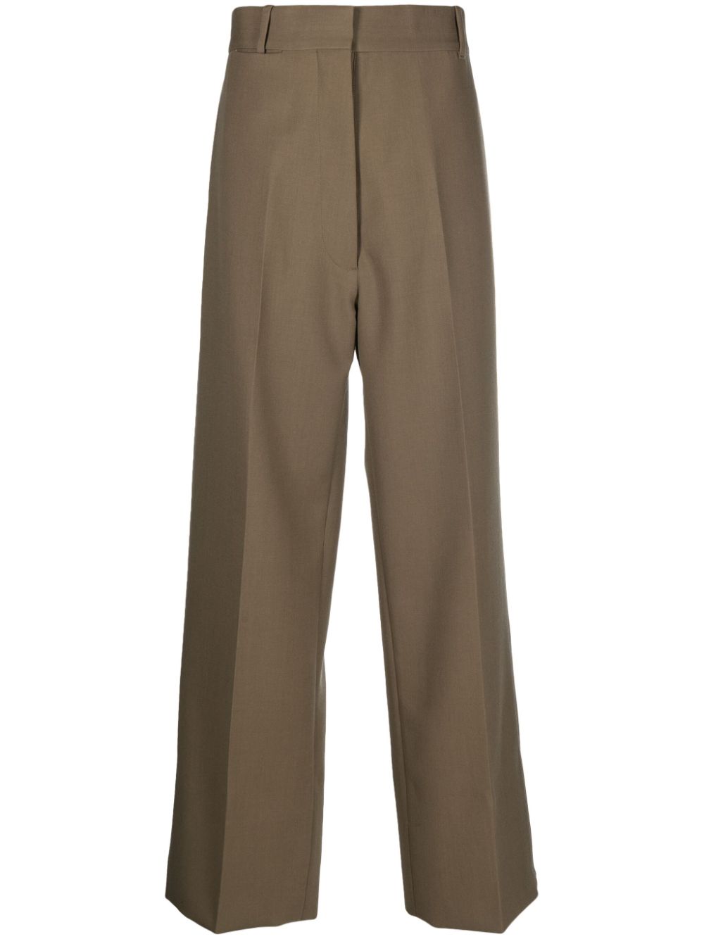 Pressed-crease wool tailored trousers - Brown