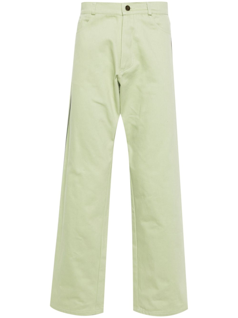 Piped-trim straight jeans - Green