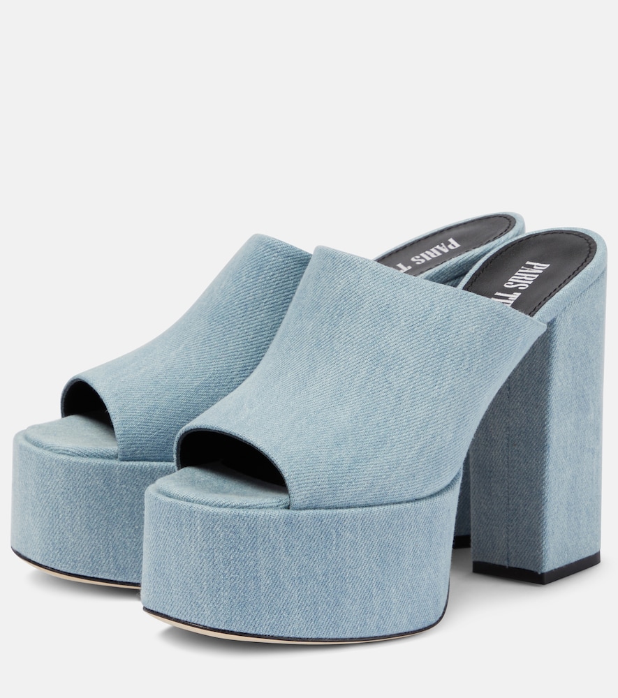 Sasha denim platform mules