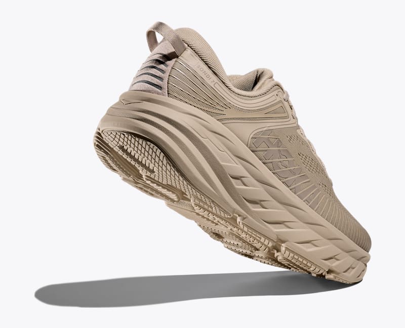 HOKA Men's Bondi 7 Shoes in Raw Linen/Raw Linen