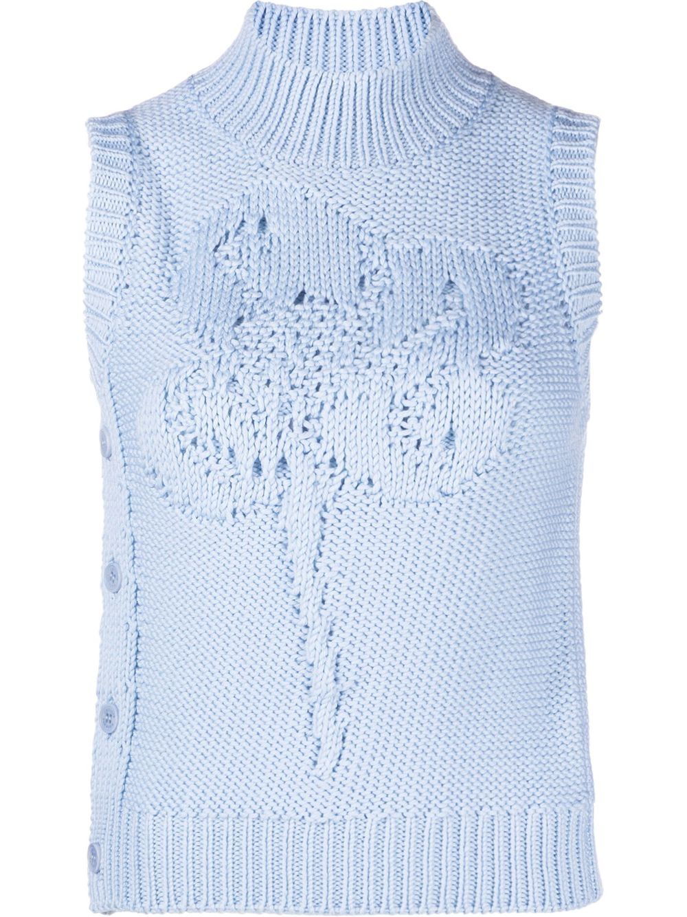 Irina floral knitted wool vest - Blue