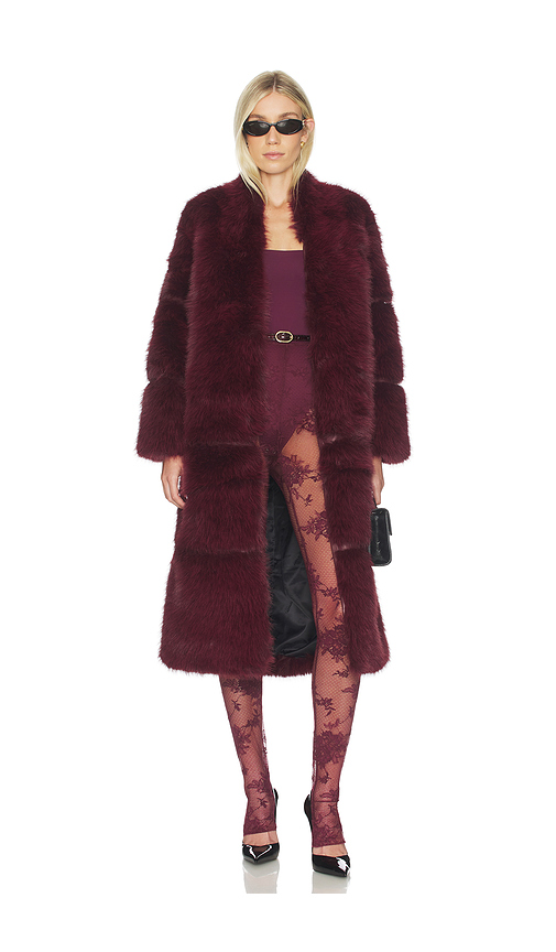 Apparis Sylke Sable Coat in Burgundy. L. Also in M, S, XL