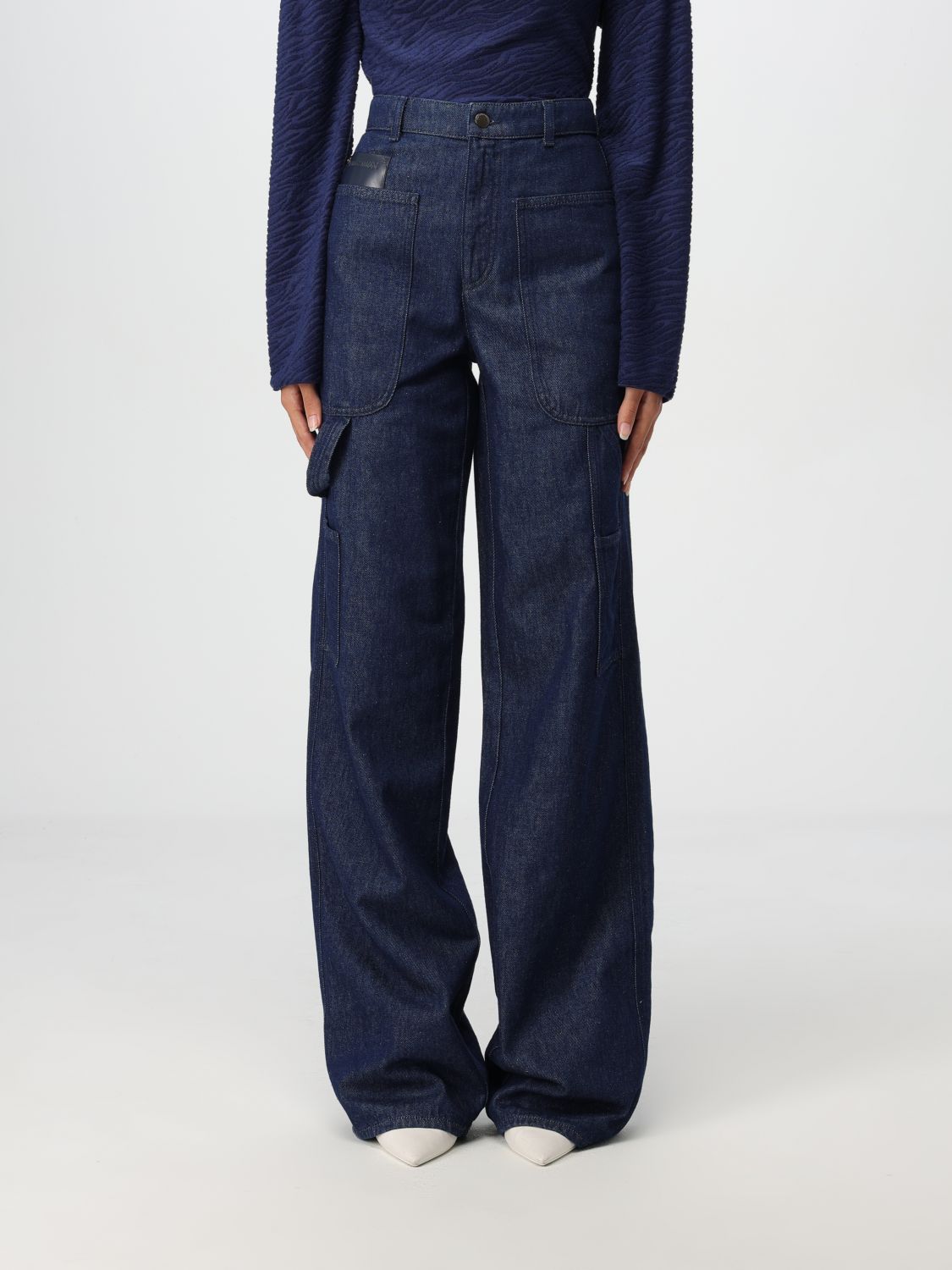 Multi-pockets wide-legged jeans - Blue