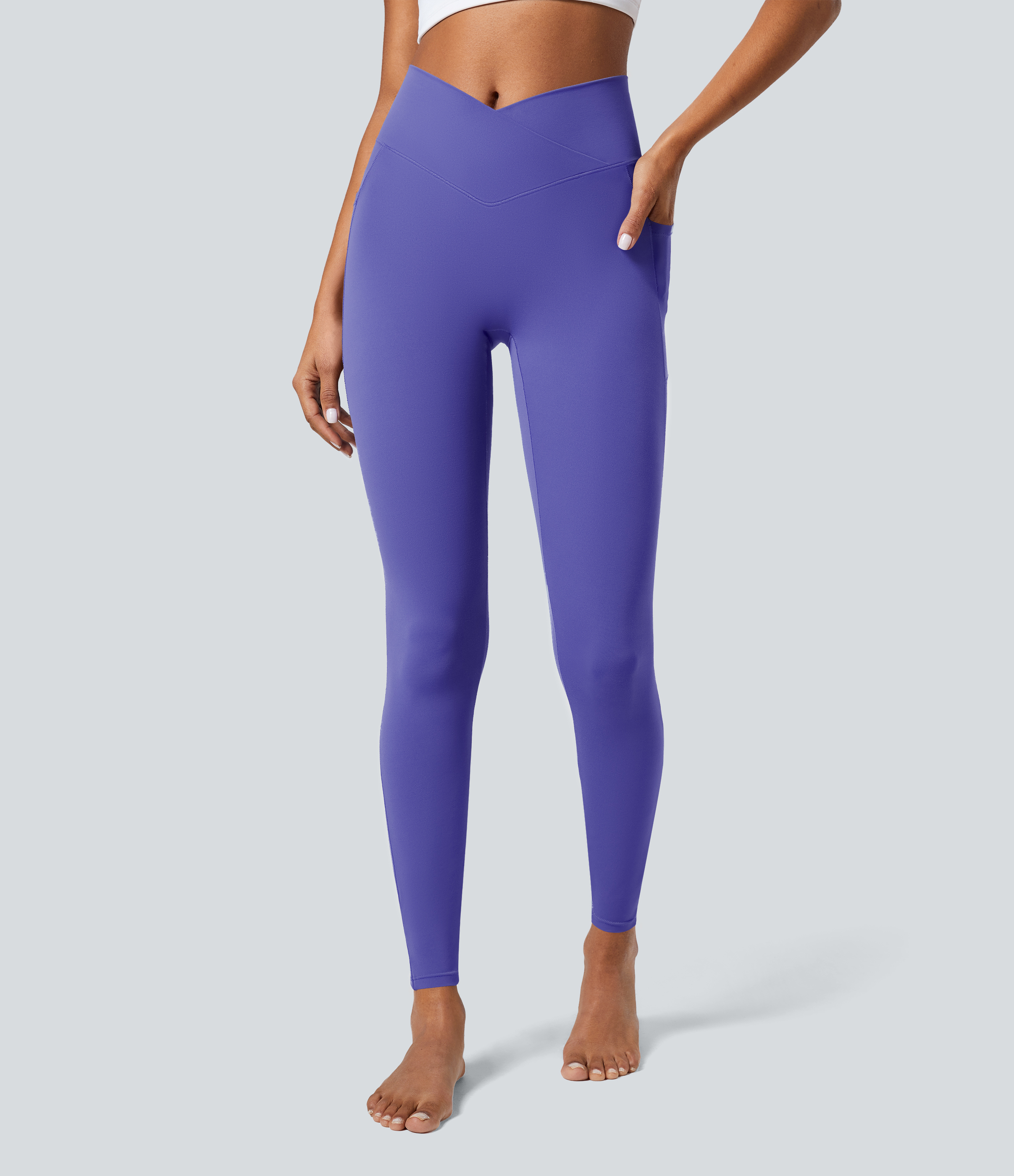 Halara SoftlyZero™ Crossover Pocket Plain Leggings - Misty Lavender - XLfull_length
