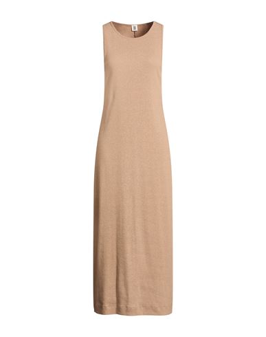 Woman Maxi dress Light brown Size L Cotton, Elastane