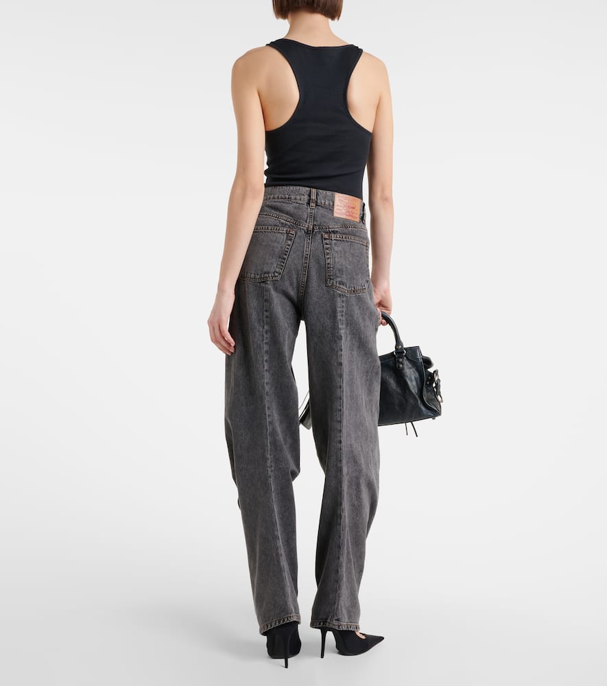 Paneled straight jeans