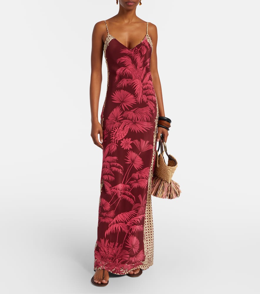 Printed silk slip dress