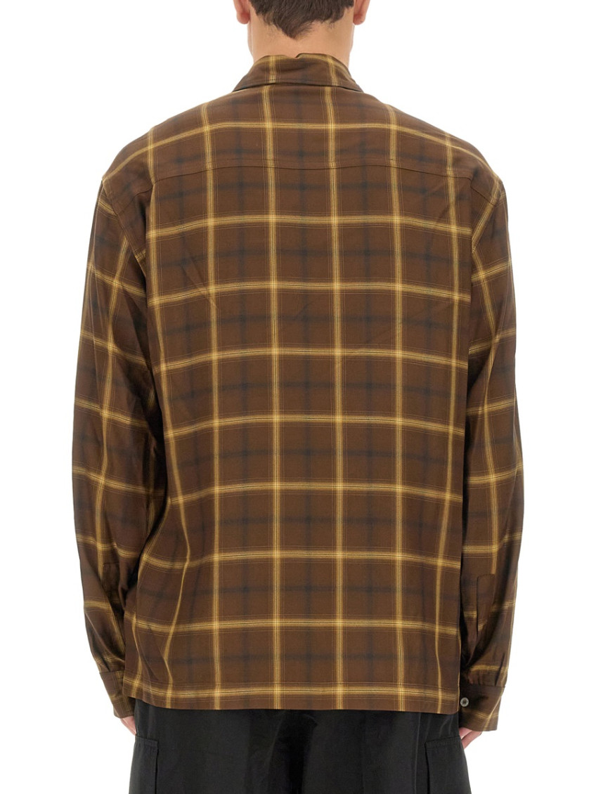 PA monogram-print checked shirt - Brown