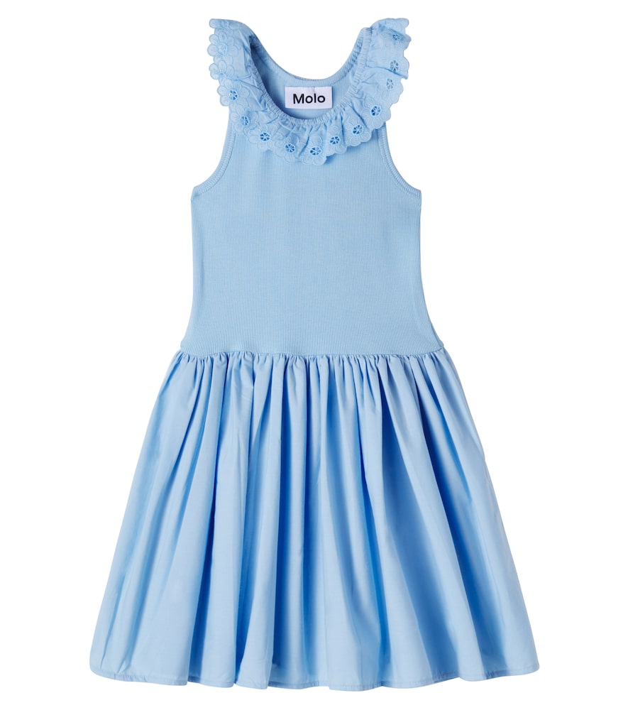 Croco embroidered cotton-blend dress