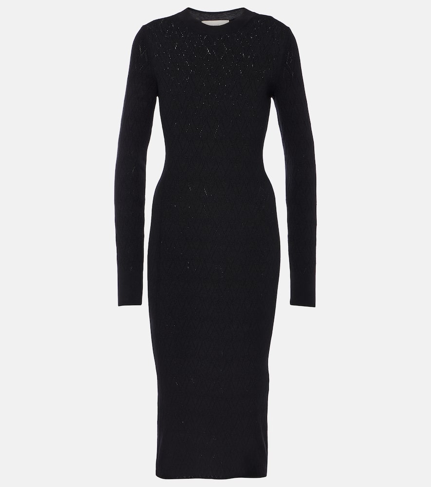 Knitted cotton and wool midi dress