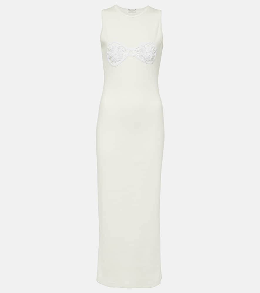 Crochet-trimmed cotton midi dress