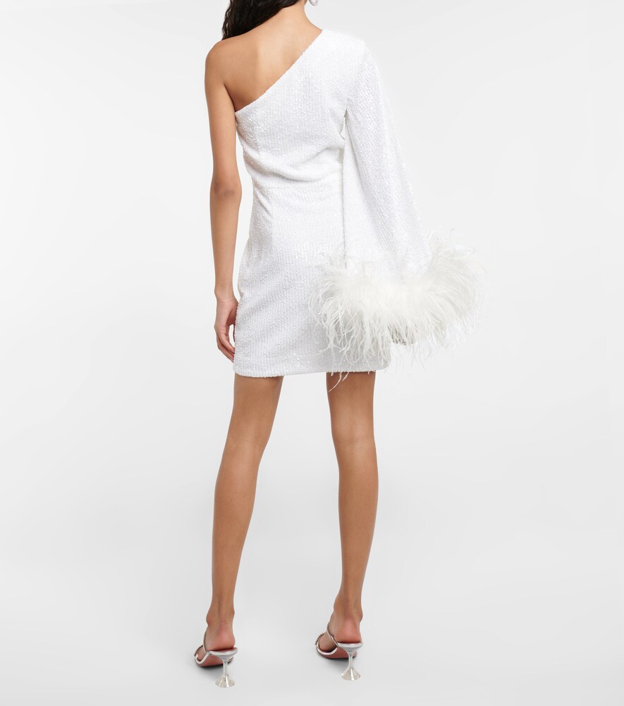 Rebecca Vallance Davina feather-trimmed minidress