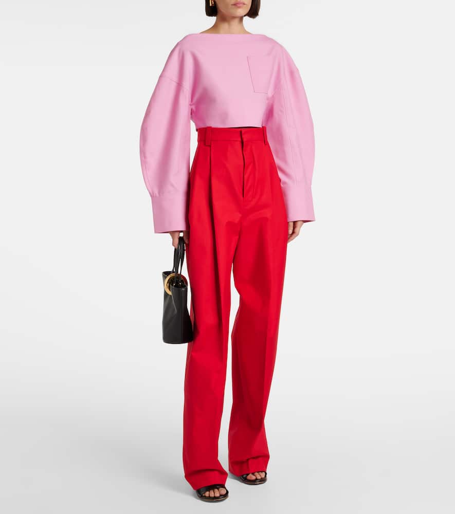 Curzio high-rise cotton-blend wide-leg pants