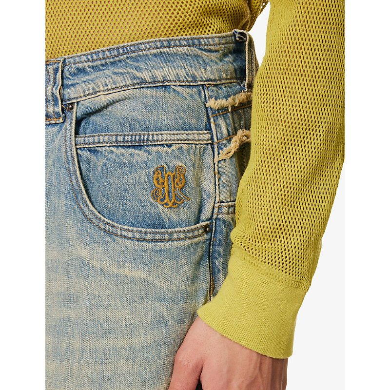 Mens Union Jack Union Jack Colossus Brand-embroidered Relaxed-fit Wide-leg Jeans