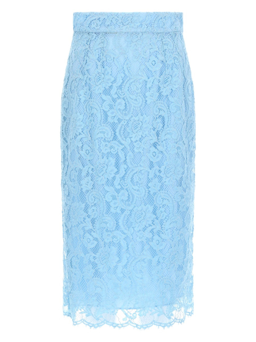 Blue Lace Midi Skirt