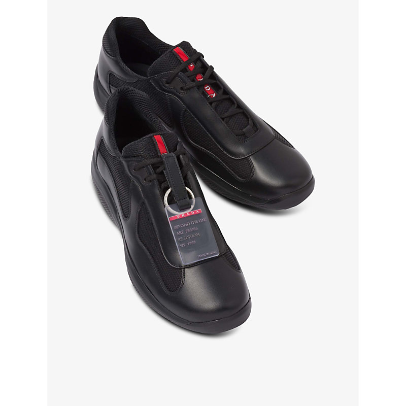Mens Black America’s Cup Original Leather and Mesh Trainers
