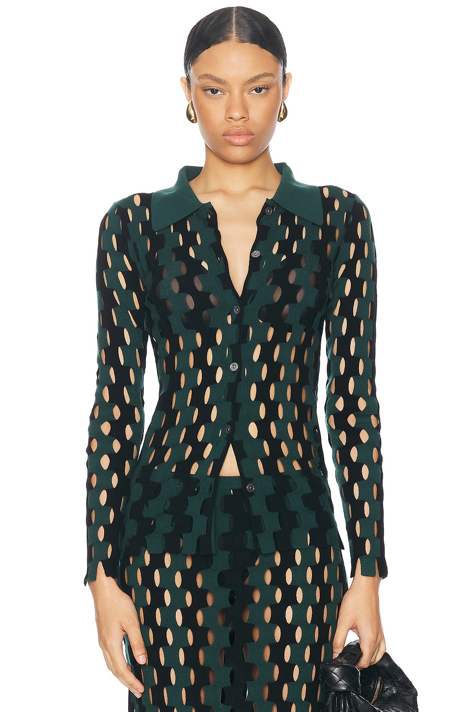 Zankov Annika Cardigan in Eucalyptus & Black - Black.  XS also in L