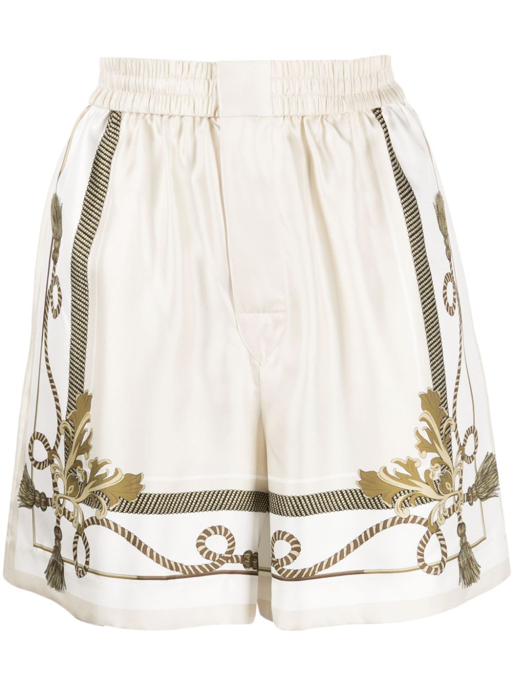 Baroque-print silk shorts - Neutrals