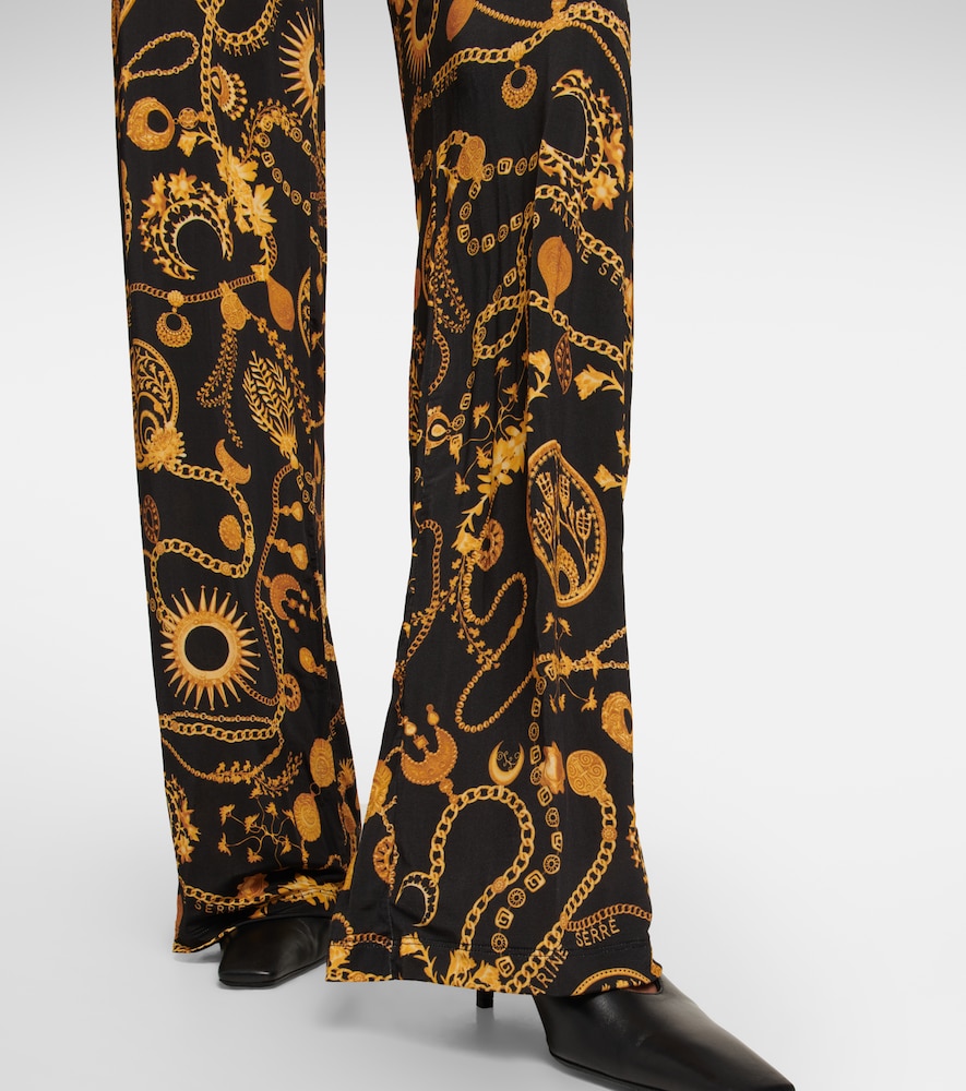 Cutout printed wide-leg pants