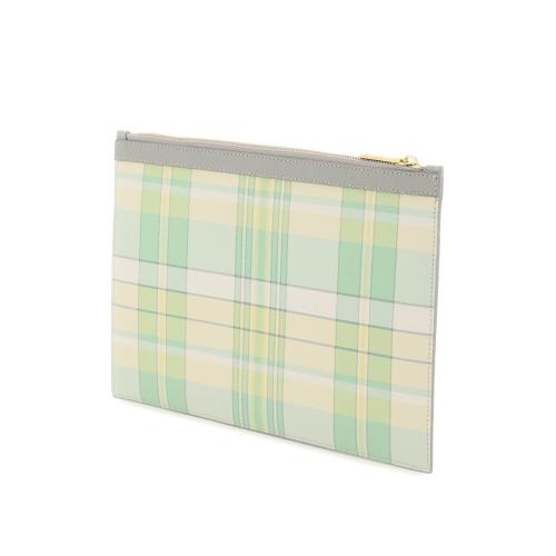 Plaid-check print clutch bag - Green