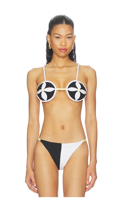 Nau Bikinis Redondo Flor Bikini Top in Black & White. - XS also in S