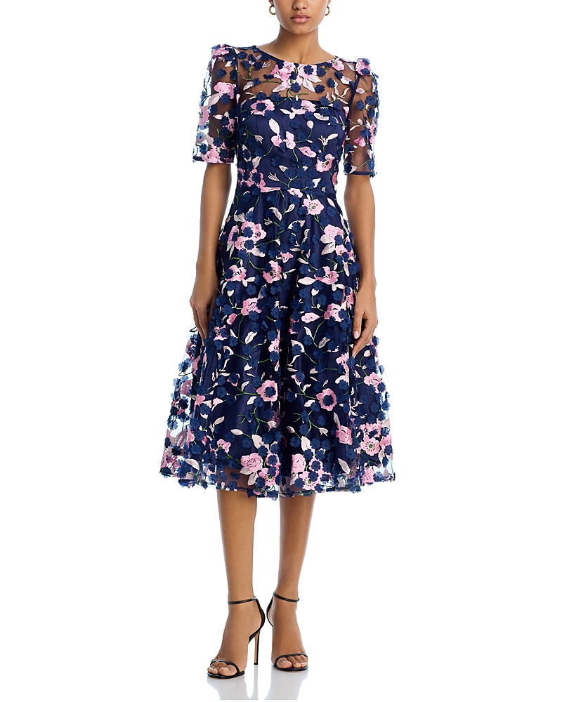 Three Quarter Sleeve Illusion Yoke Dress
