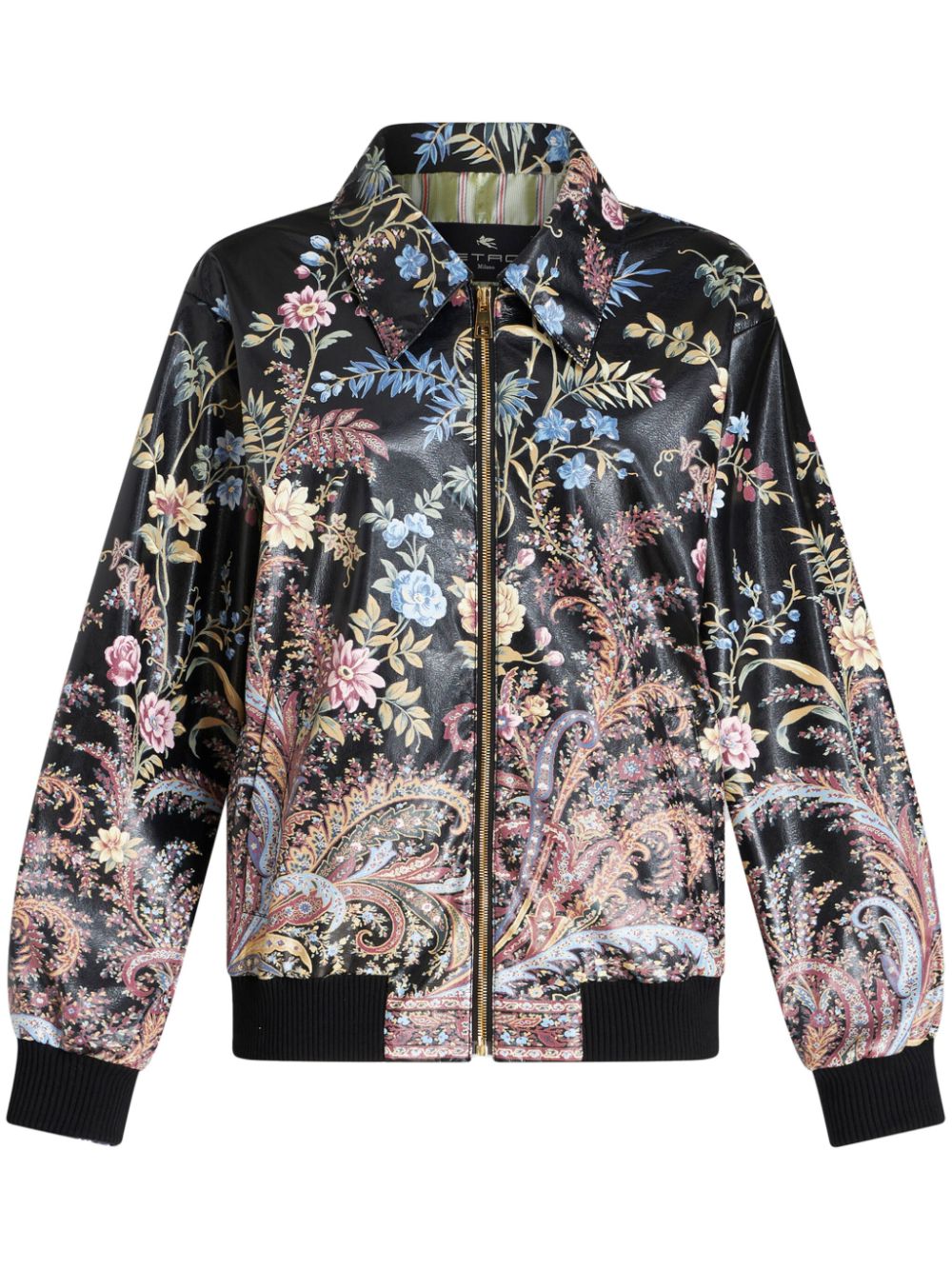 Floral-print bomber jacket - Black