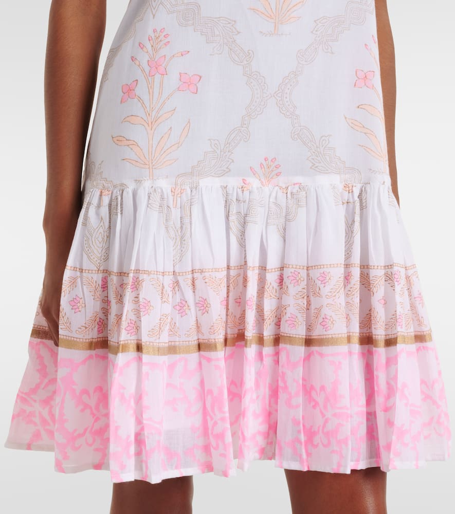 Floral ruched cotton minidress