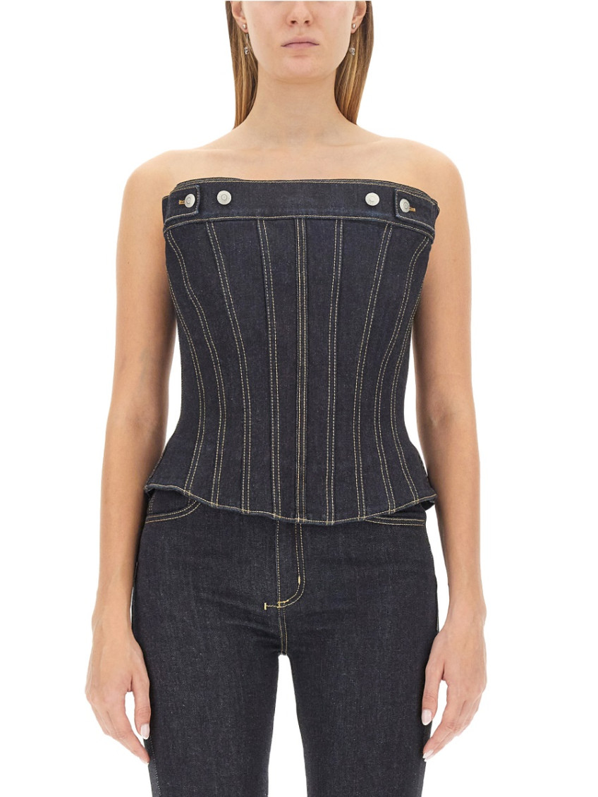 Blue Denim Corset Top