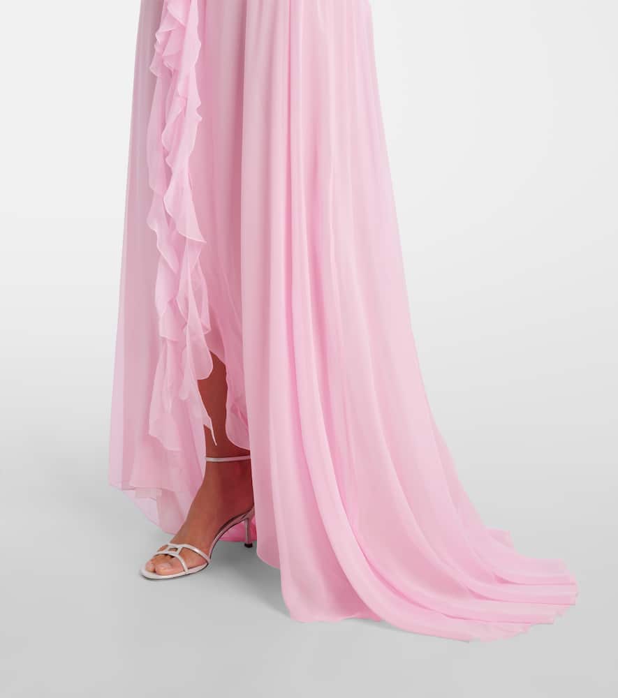 Ruffled silk georgette maxi dress
