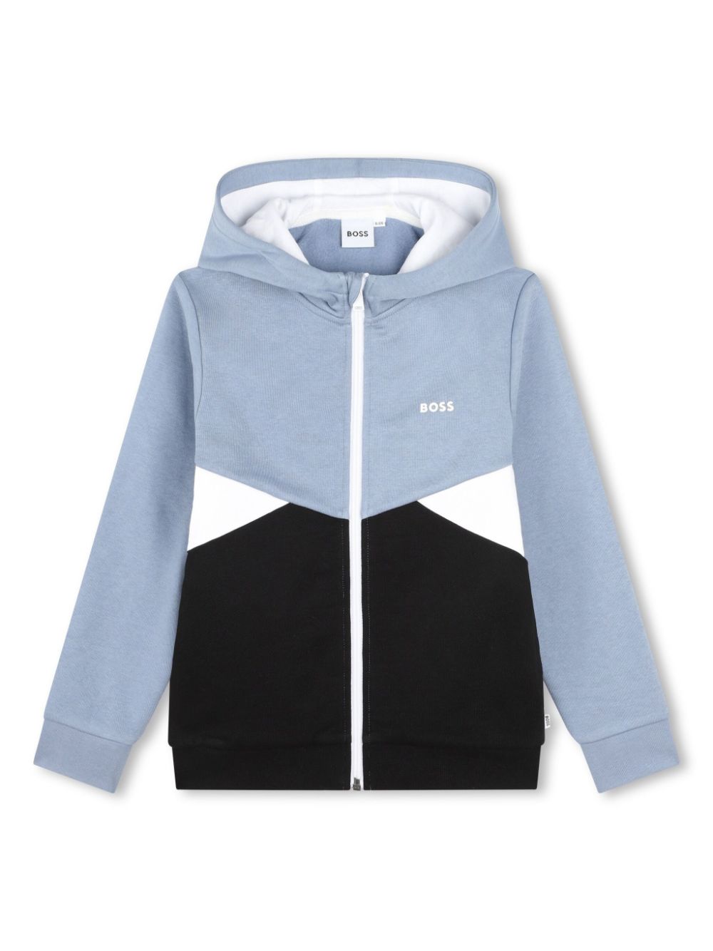 Colour-block zip-up hoodie - Blue