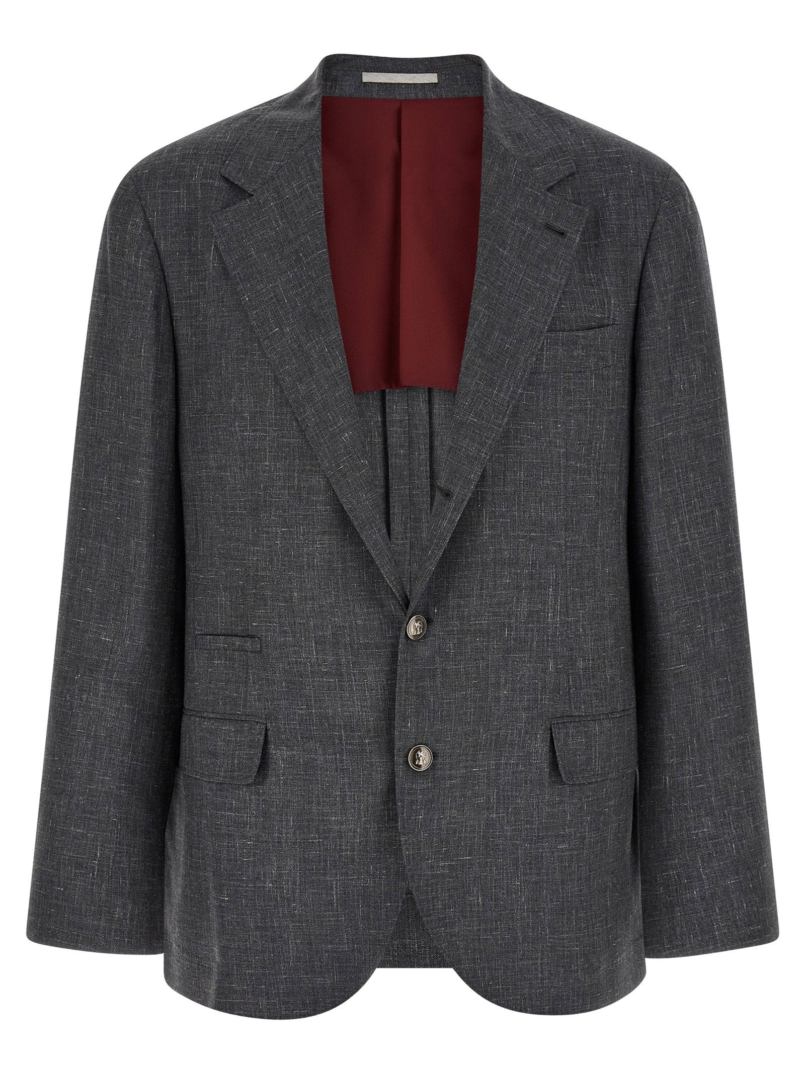 Flamed Wool Canvas Blazer — Gray