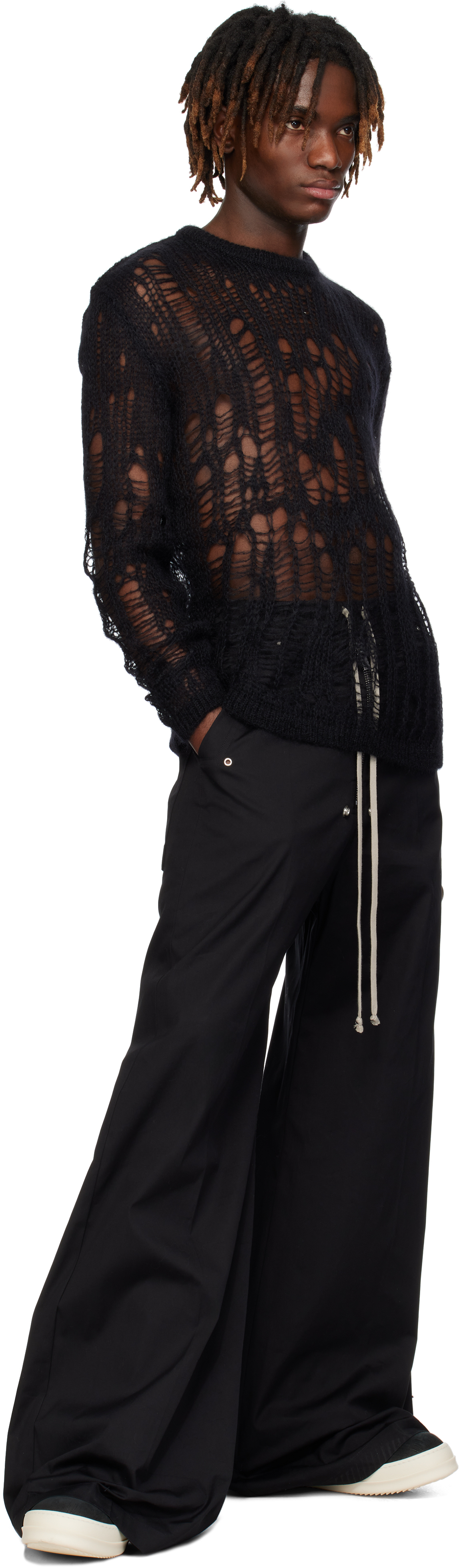 Rick Owens Black & Off-White Hollywood Geobasket Sneakers