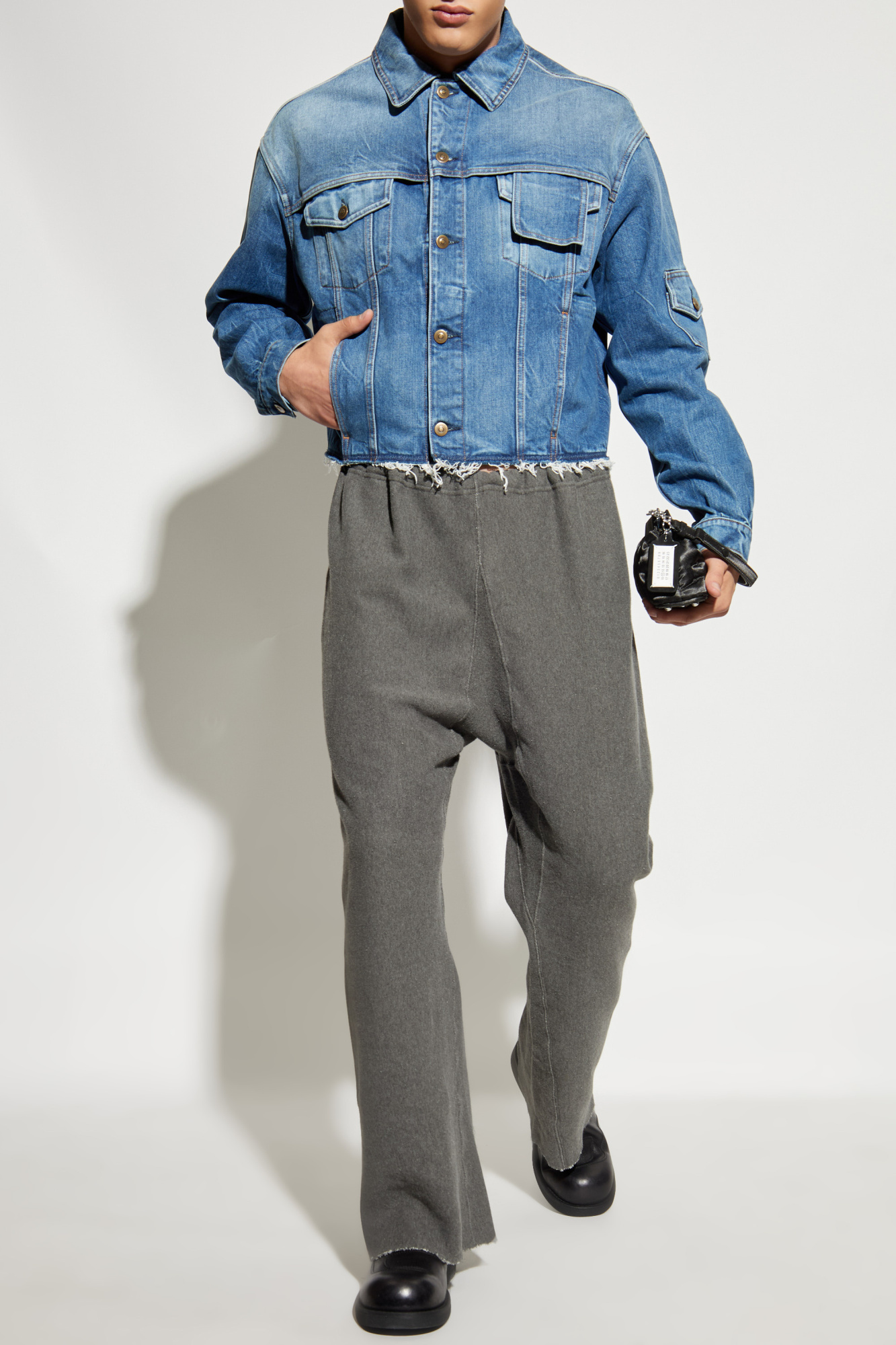 Denim Jacket With `vintage` Effect, Men's, Blue