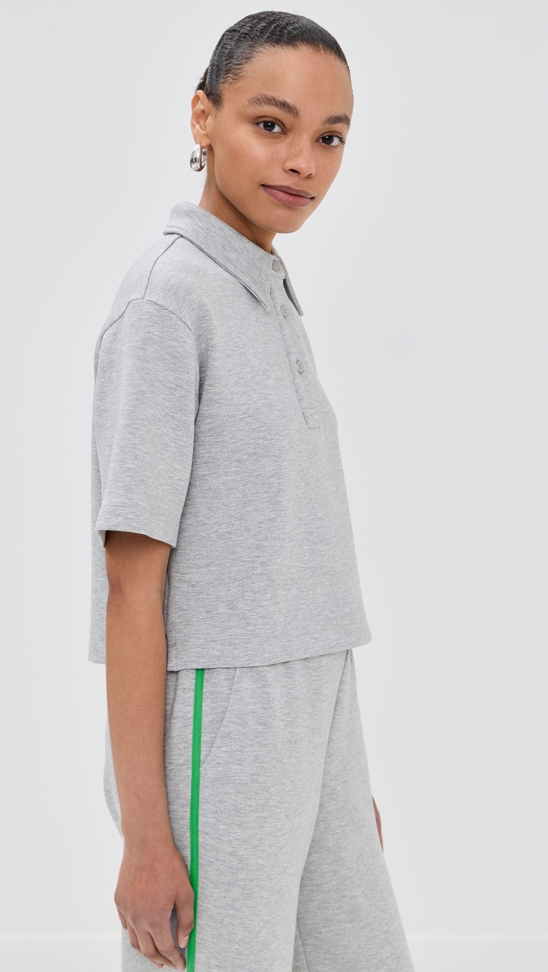 Josephine Polo Top Heather Grey