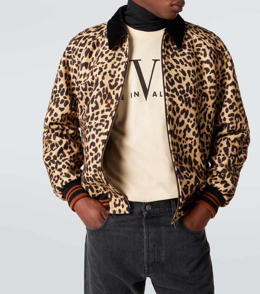 VGold leopard-print wool blouson jacket