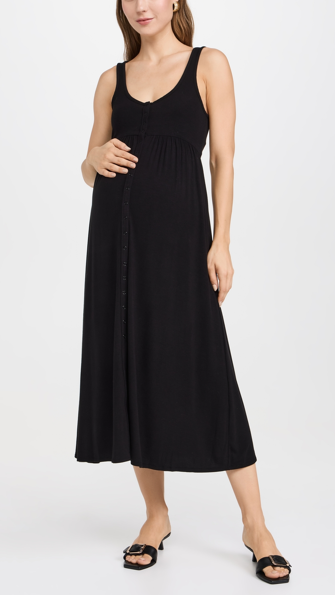 The Softest Rib Nursing Tank Dress Black