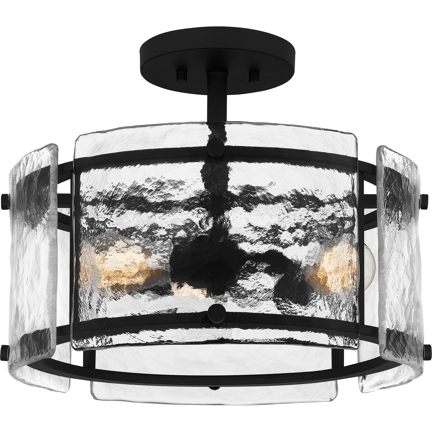 Earth Black Three Light Semi Flush Mount from the Fortress Collection