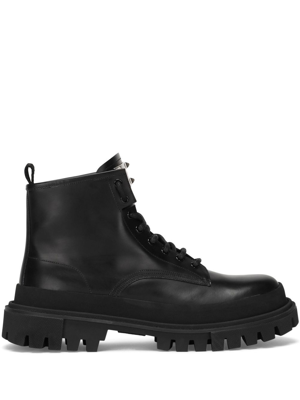 Lace-up leather ankle boots - Black