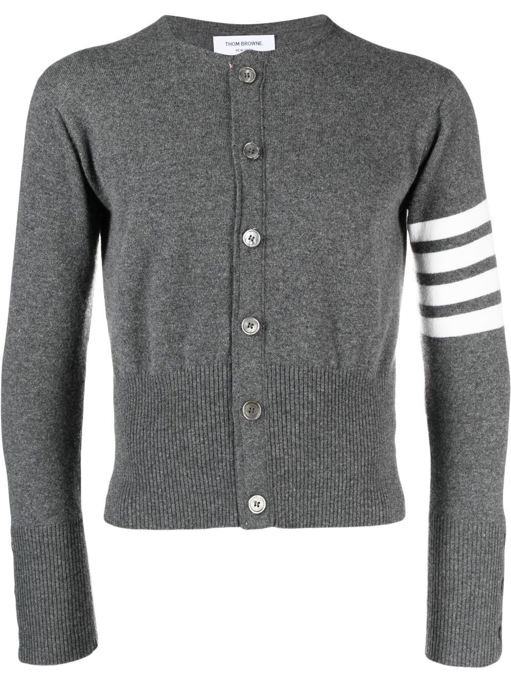 Stripe-detail knit cardigan - Grey