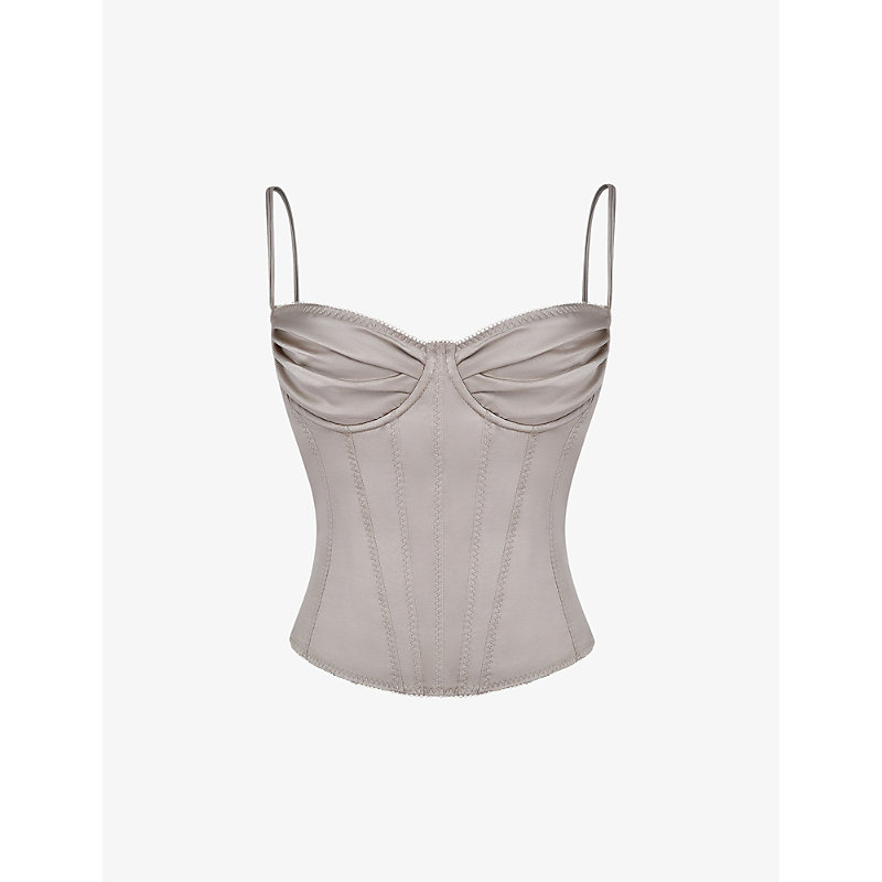 Womens Champagne Chantal Bustier Satin top