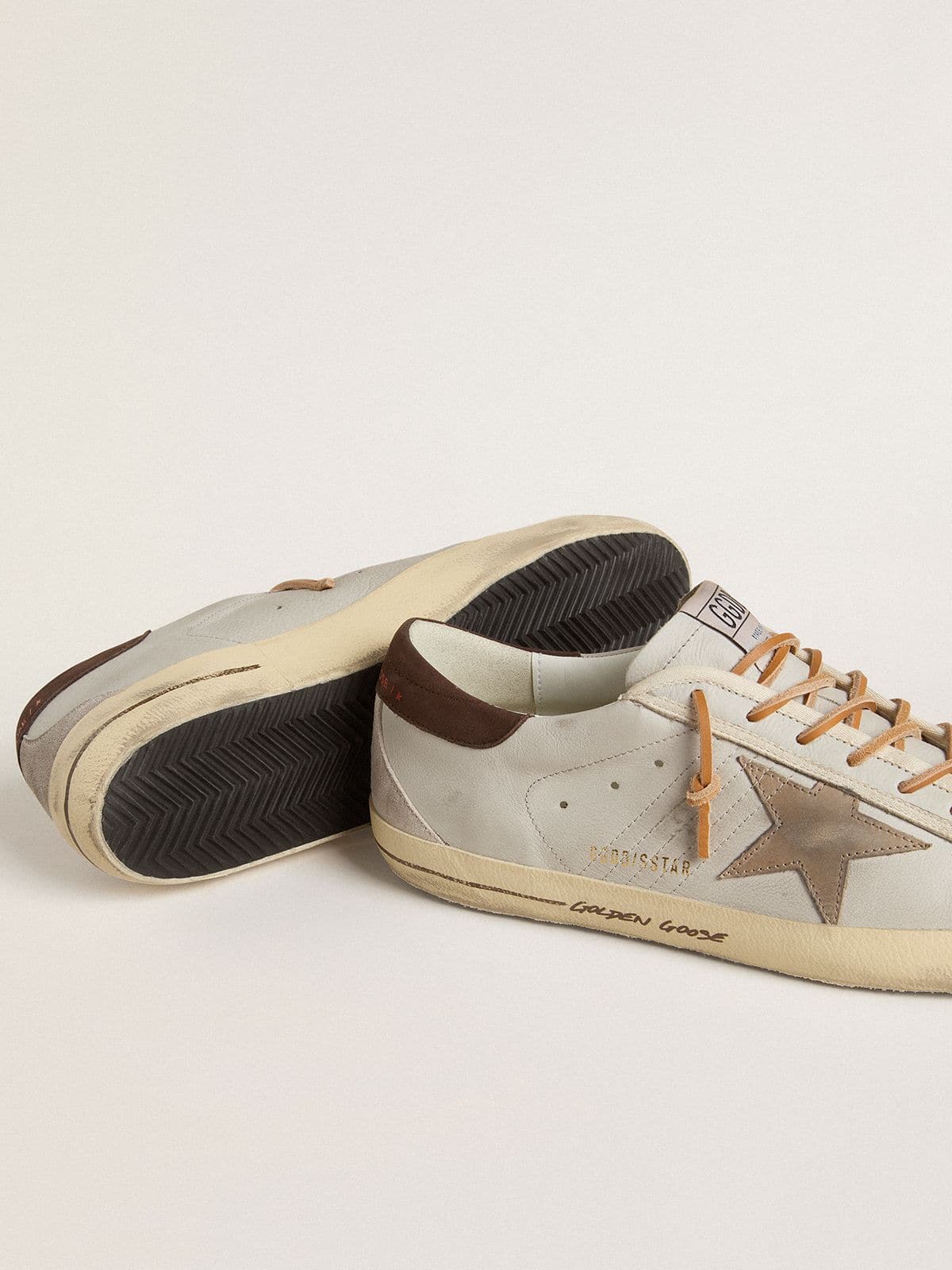 Golden Goose - Men's Super-star With Tobacco-colored Croc-print Leather Star And Black Leather Heel Tab, Man