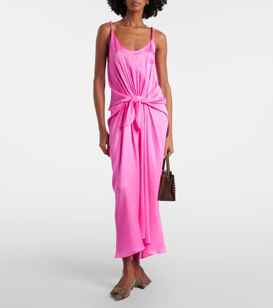 Gathered silk maxi dress