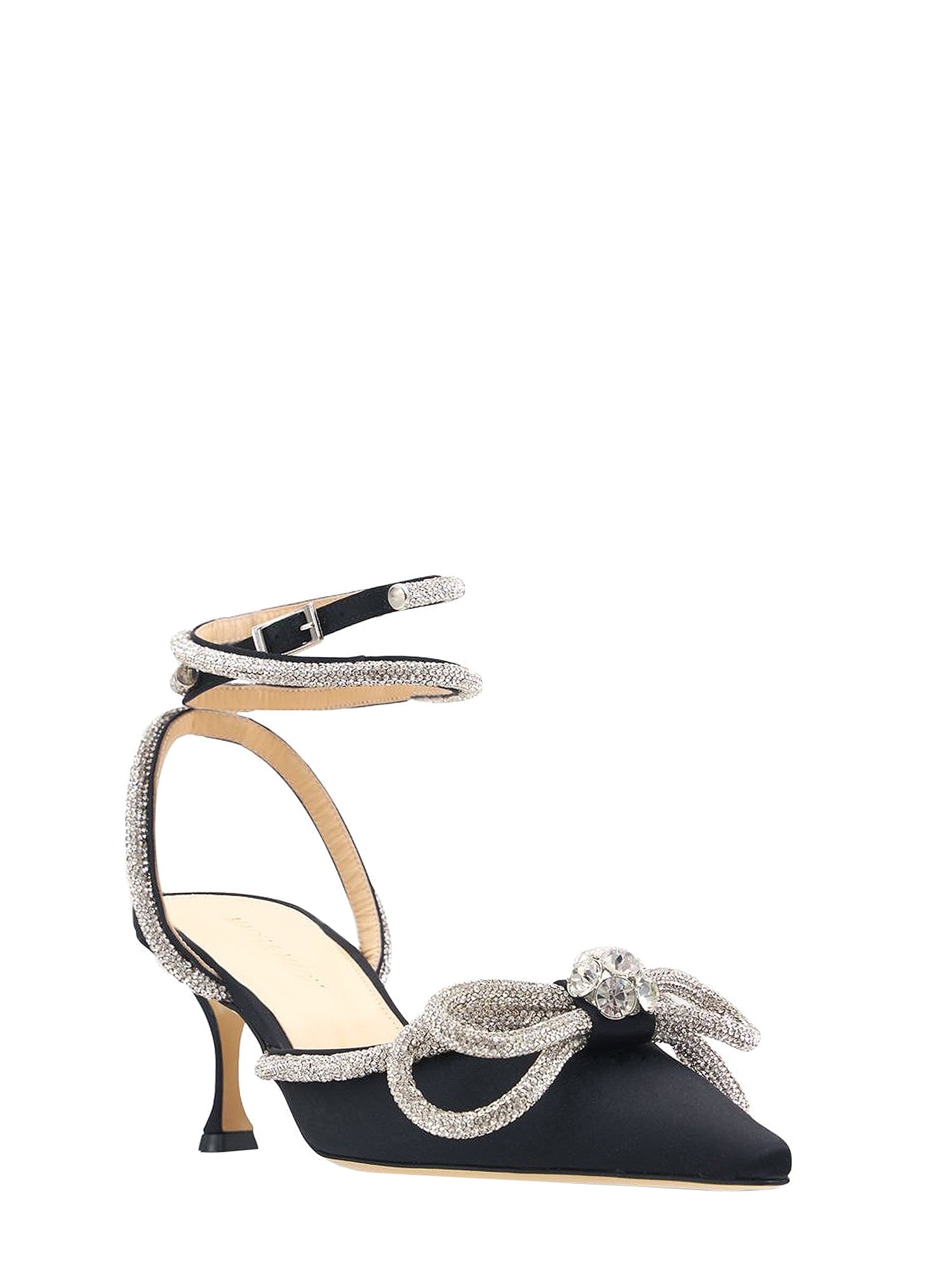 Double Bow 65mm crystal-embellished pumps - Black