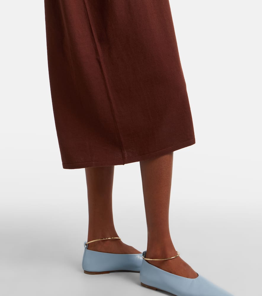Cotton, silk, and cashmere midi dress