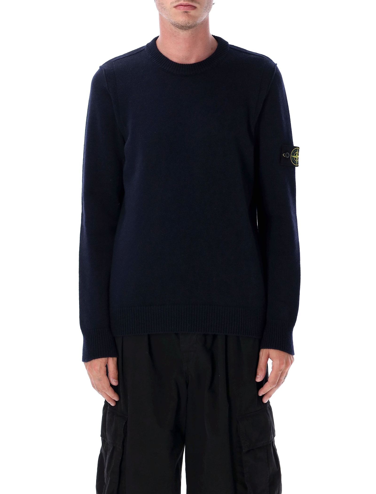 Navy Blue Logo Patch Sweater