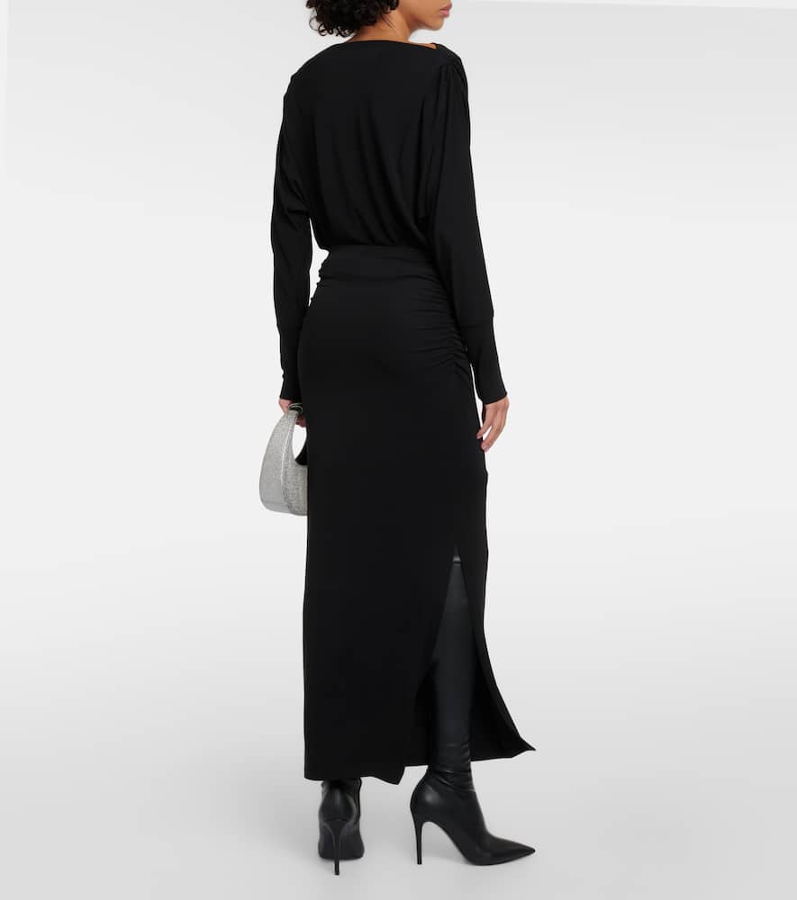Hilton ruched jersey midi skirt