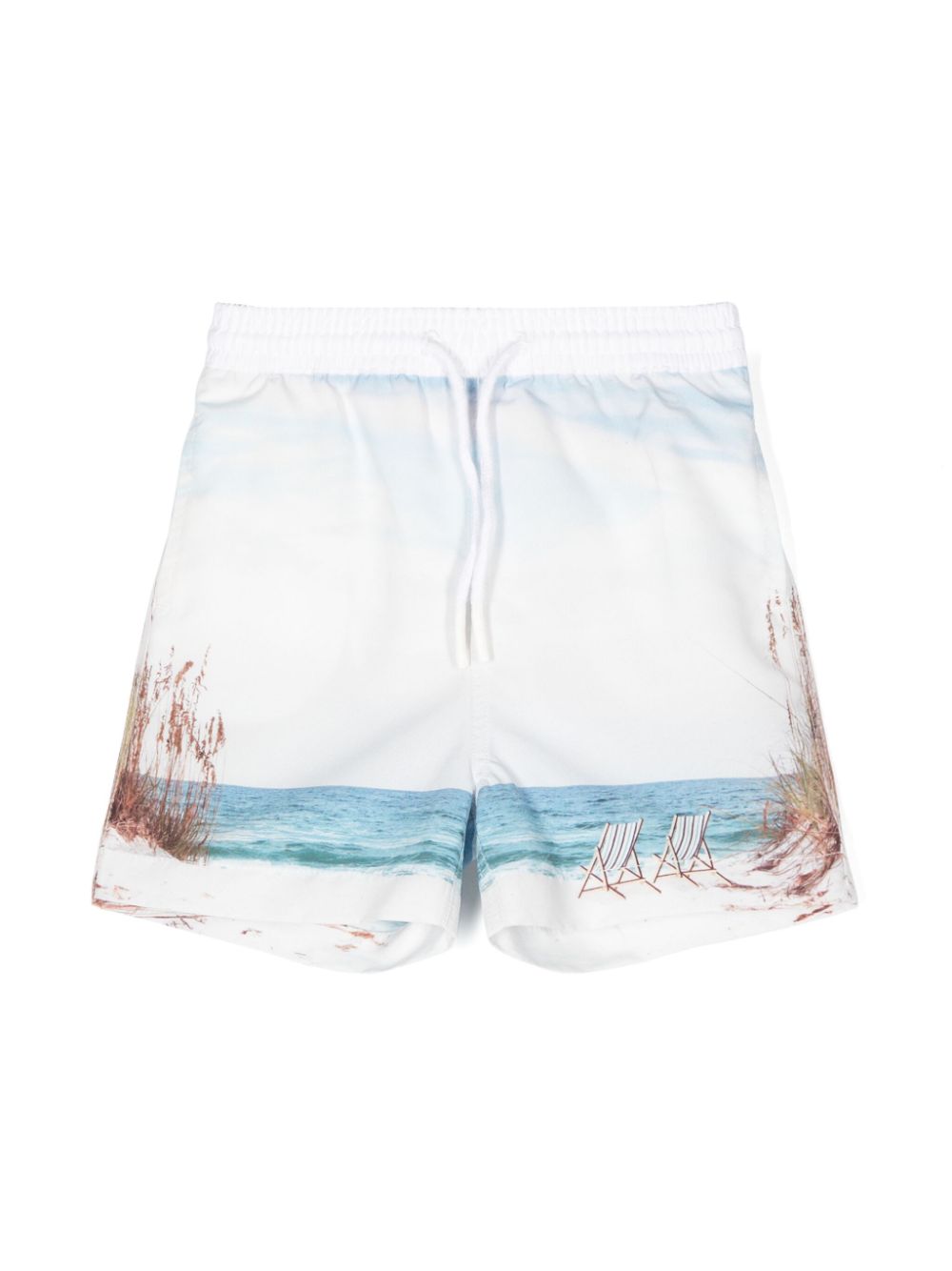 Beach-print swim shorts - Blue