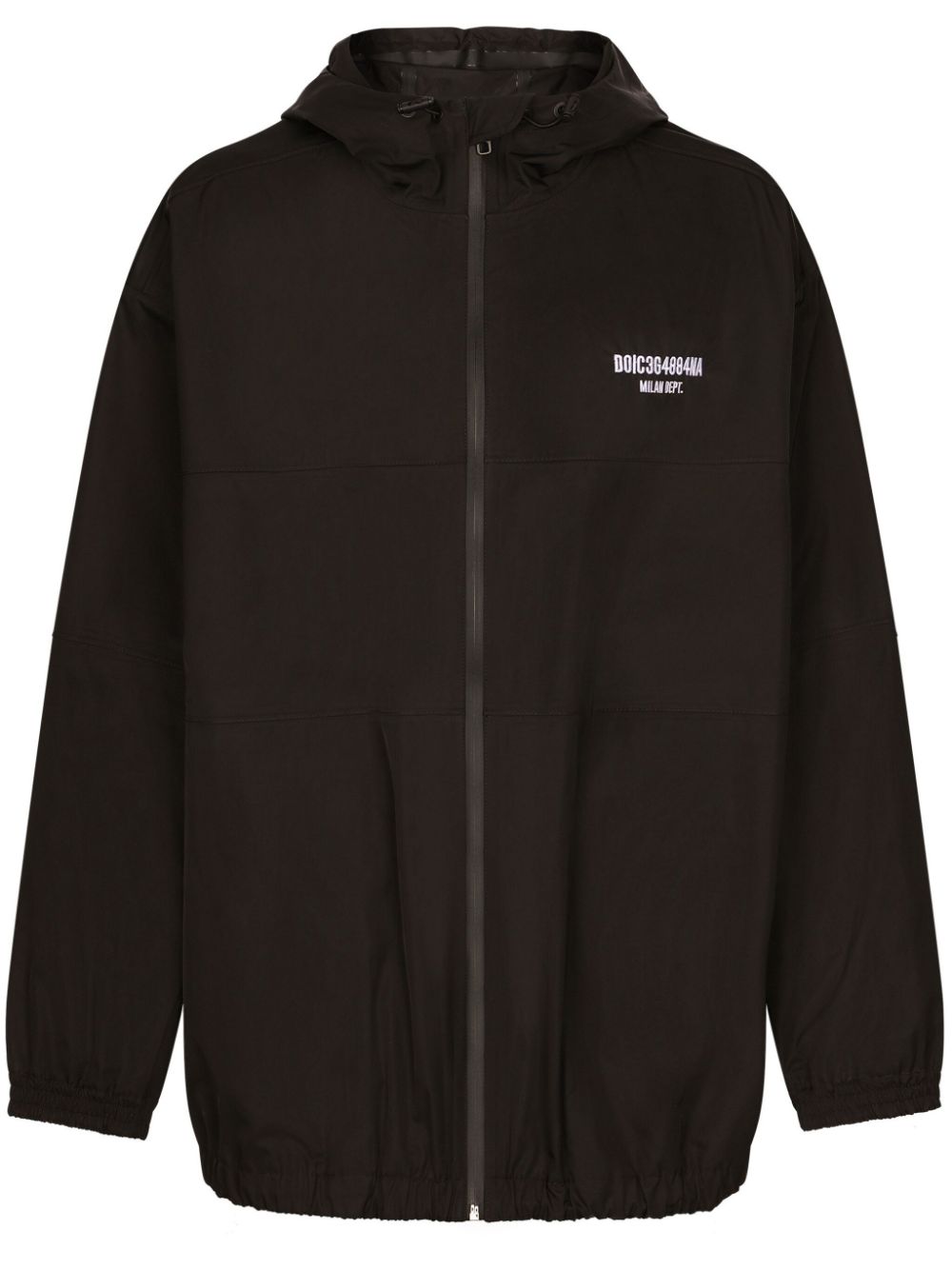 Logo-embroidered hooded jacket - Black