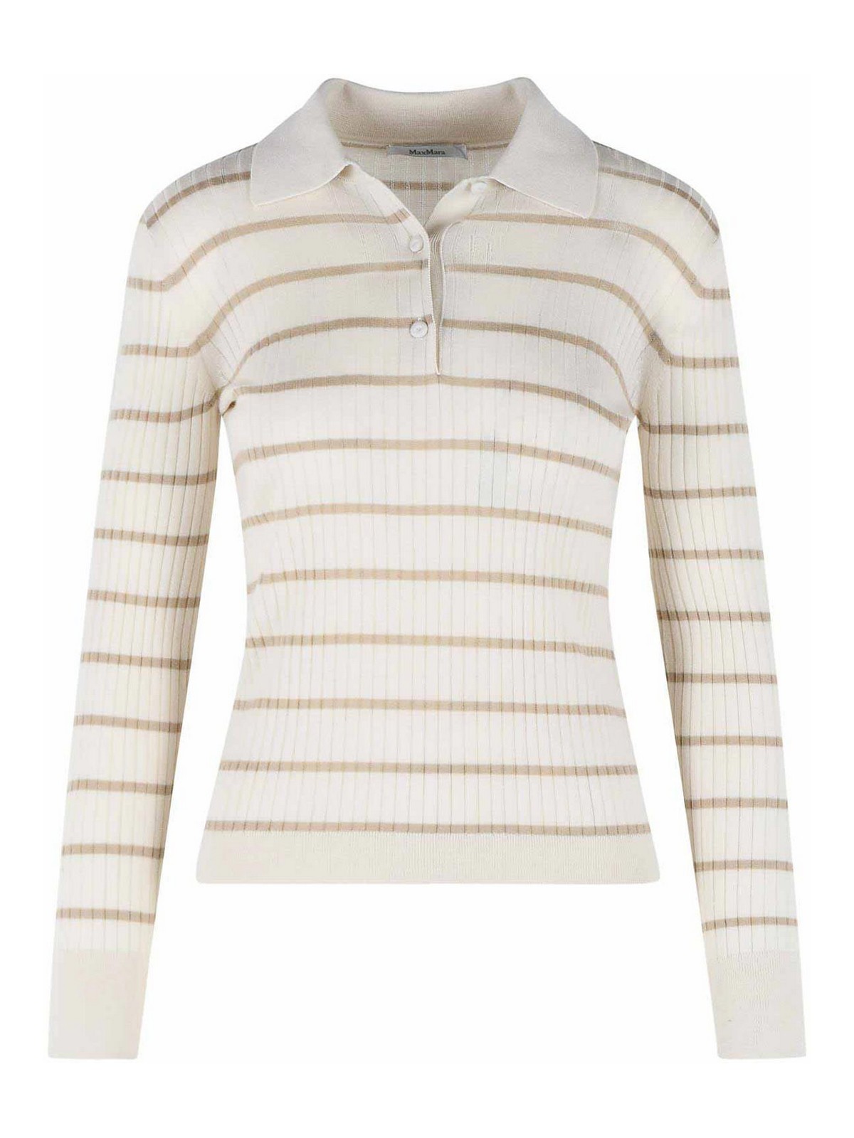 Max Mara - gitano cashmere silk collared striped sweater